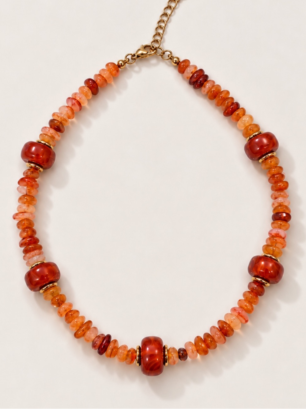 New! Burnt Orange Carnelian Mixed Beaded Necklace NWOT 4008